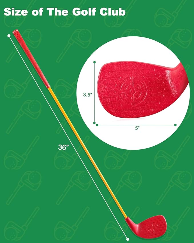 HOTWIND 2 Pack Backyard Golf Game Clubs with 5”x 3.5” Oversize Heads and 36” Lightweight Carbon Shaft for Adults Play Outdoor Golf Yard Game in Grass Parks and Yards Hit Plastic and Foam Balls