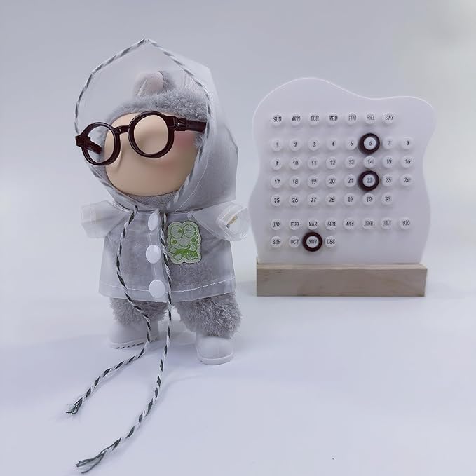 17cm Doll Clothes Set, Stylish Raincoat Doll Outfits with White Shoes, Black Glasses (No Dolls)