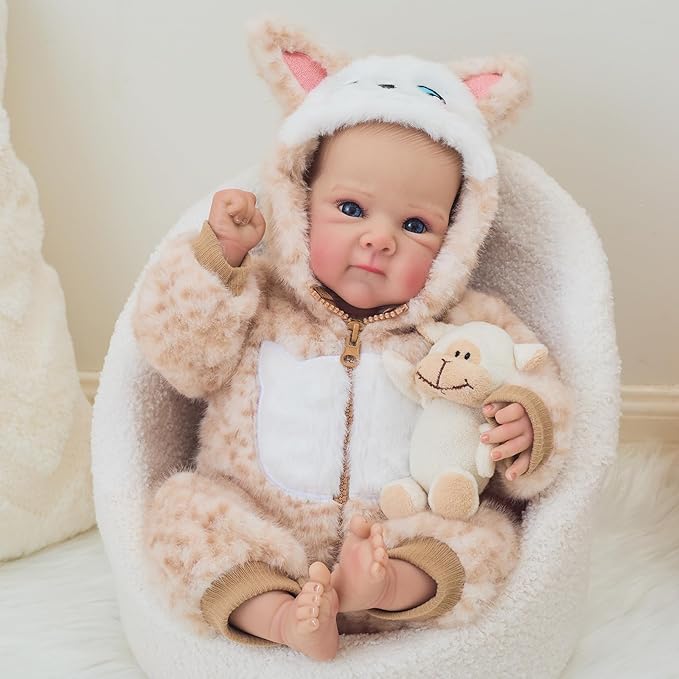 FOCKOF Realistic Reborn Baby Dolls-18 Inch Realistic Baby Doll Girls Soft Cloth Body Reborn Baby with Gift Box for Kids Age 3+