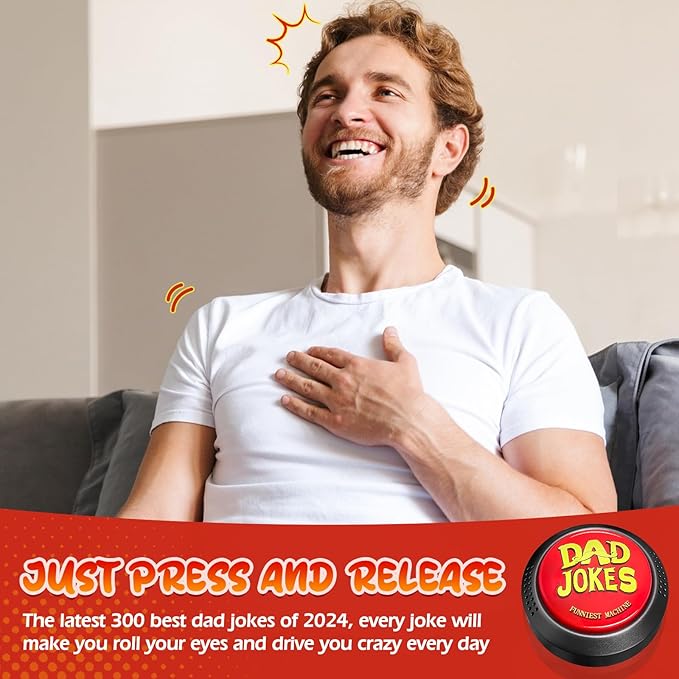Dad Jokes Generator Button,Contains 300 Funny Dad Jokes,Best Fun Gifts For Dad/Father/Husband/Men,Suitable For Birthday Gifts/Father's Day/Christmas/White Elephant Day/Anniversaries,Make Dad Laugh!