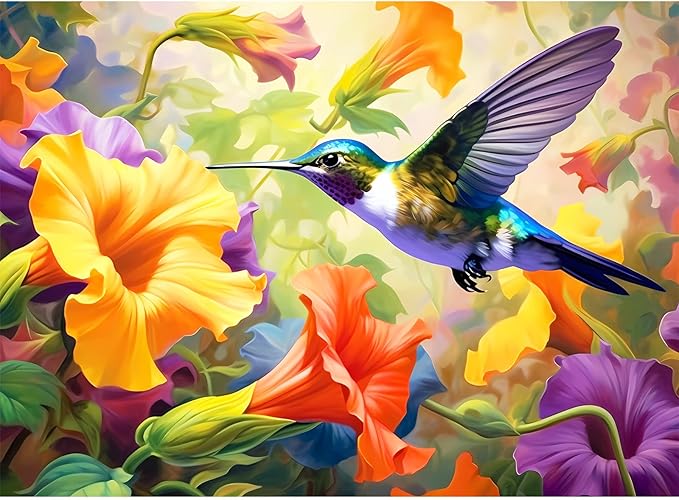 VOLUVOLU 500 Piece Puzzle for Adults, Jigsaw Puzzles,Flower Hummingbird Jigsaw Puzzles 500 Pieces Birthday Party for Family Adults Funny Puzzle