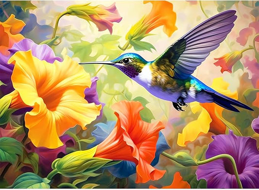 VOLUVOLU 500 Piece Puzzle for Adults, Jigsaw Puzzles,Flower Hummingbird Jigsaw Puzzles 500 Pieces Birthday Party for Family Adults Funny Puzzle