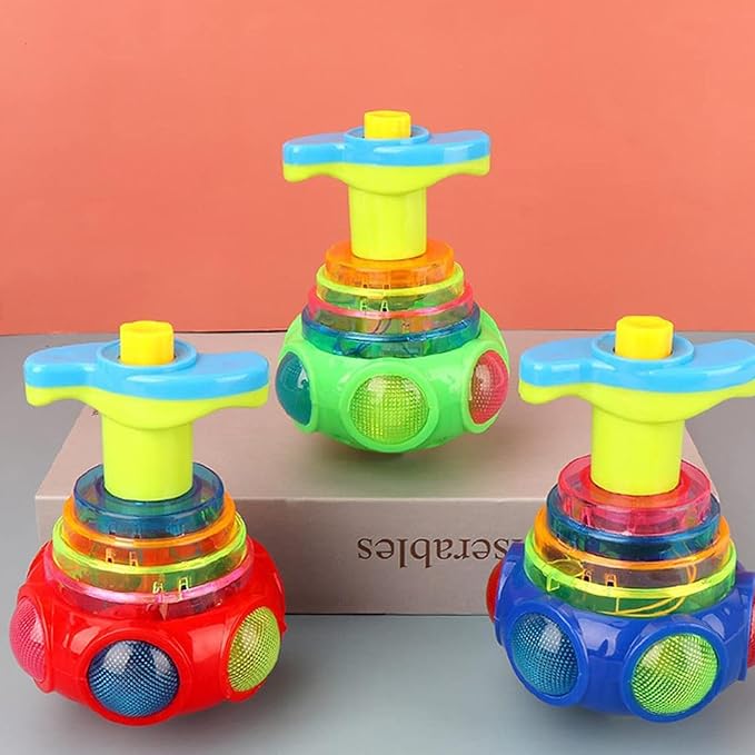 Light up Spin Top Toys, Funny Flashing Music Gyroscope Spinner Toy, Light up Spin Tops Toy for Kids Adults, Novelty LED Shining Music Gyro Spinner Toys, for Boys & Girls (Random Color)