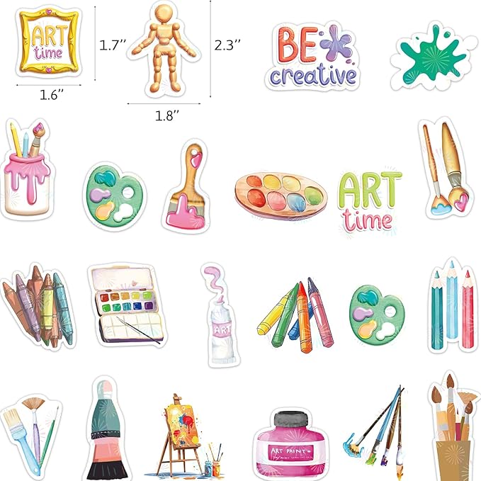 Fancy Land Art Painting Stickers for Kids 100 Pcs Waterproof Artist Painting Party Favors School Classroom Supplies