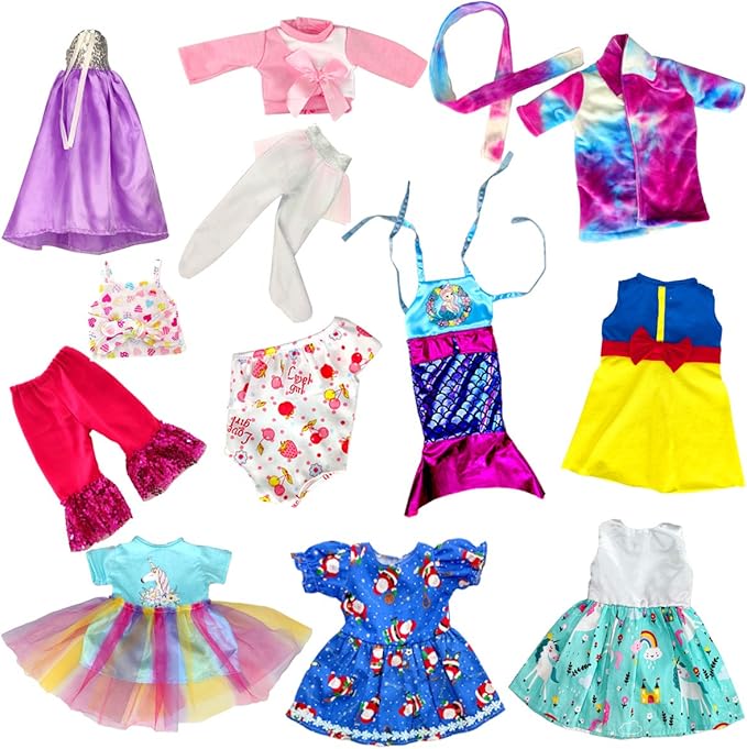 WONDOLL 18-inch Doll Clothes and Accessories - 10 Sets Compatible with 18-inch-Dolls Outfits Christmas Birthday Gift for Little Girls