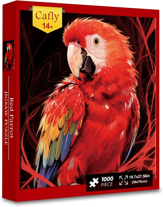 Jigsaw Puzzles for Adults 1000 Pieces - Challenging Fun Puzzles Stunning Art Wall Decor, Gift for Adult Puzzle Lovers, Family Game, Red Parrot