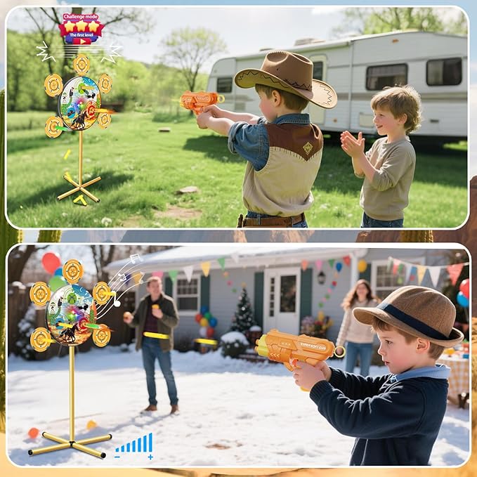 Shooting Game Toys for Ages 3 4 5 6 7 8 9 10+ Year Old Boy, Digital Shooting Target with 40 Soft Foam Dart and 2 Toy Guns Indoor Outdoor Sports Games Birthday Xmas Easter Gifts Toys for Kids 5-7 8-12