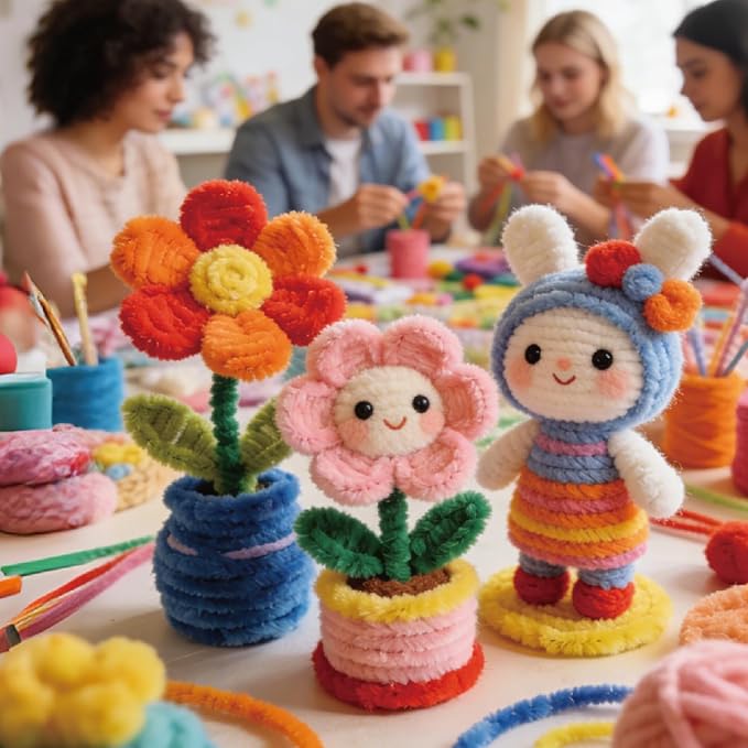 1000PCS 20 Colors Pipe Cleaners Bulk, Durable Chenille Stems, Multicolored Limpia Pipas, Pipe Cleaners Craft for DIY Crafts, Flower Making Kit, Arts and Crafts Supplies, School Decorations.