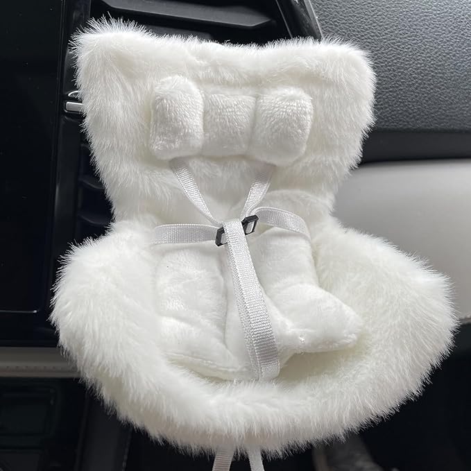 Ezcora Accessories for 10-17cm Dolls, Doll Car Seat with Clip onto Car Air Vent, Includes Seat Leg for Desktop Display (White)