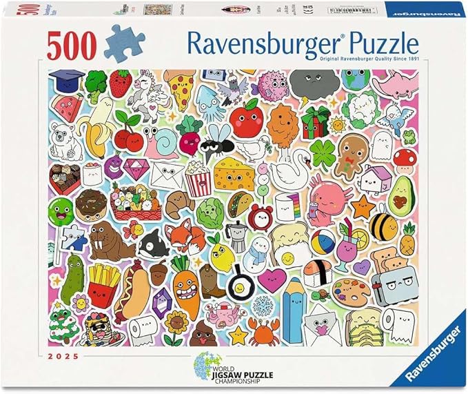 Ravensburger Cute Kawaii Chaos 500 Piece Jigsaw Puzzle – Playful Character Packed Artwork, Fun Challenge for Teens & Adults