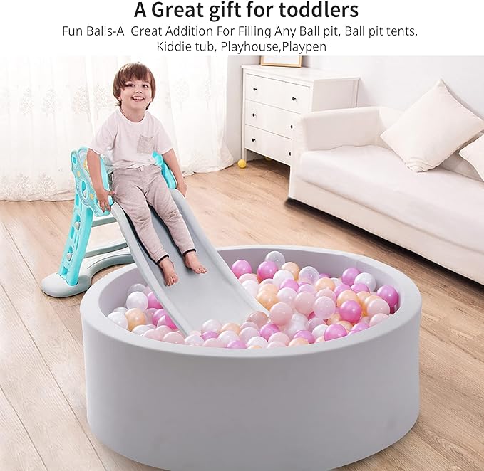 STARBOLO Ball Pit Balls for Toddlers Pack of 100 200 500 - BPA&Phthalate Free Non-Toxic Crush Proof Soft Plastic Balls for 1-5Years Old Toddlers Girl Kids Birthday Pool Playpen Tent Party