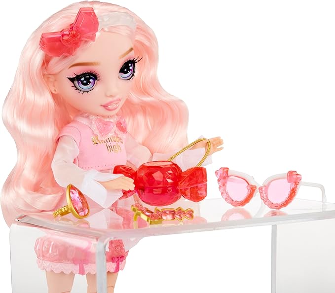 Rainbow High Creative Crystals Bella - Pink 11” Fashion Doll with Crystal Accessory Make It Kit, Ring for You, DIY, Crafts, Resin Play, Kids Gift 8+