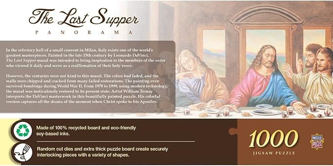 MasterPieces 1000 Piece Jigsaw Puzzle for Adults, Family, Or Youth - The Last Supper - 13"x39"