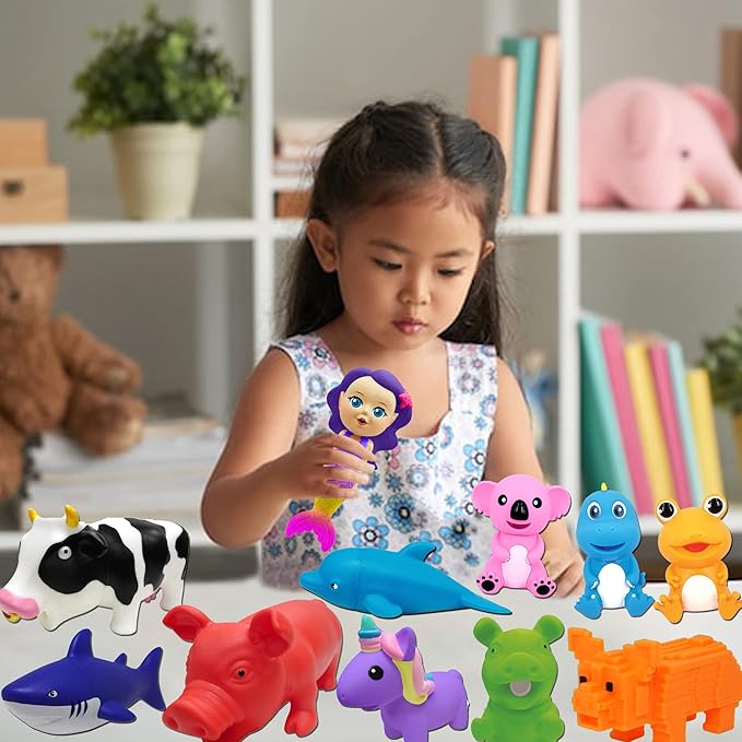 Animolds Baby Toys Squeaky Toy Squeeze Party Favors Toys for Boys Novelty Toys & Amusements Screaming Rubber Gag Gifts Small Animal Toys Funny Dog Toys 6-8In Baby Sensory Toys 2PK(Squeeze Me Dino 2PK)
