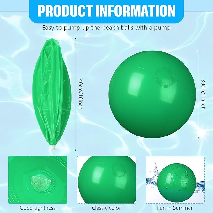 2 Pcs 12 Inch Solid Beach Balls Inflatable Beach Balls Bulk Large Blow up Pool Game Toys for for Summer Beach