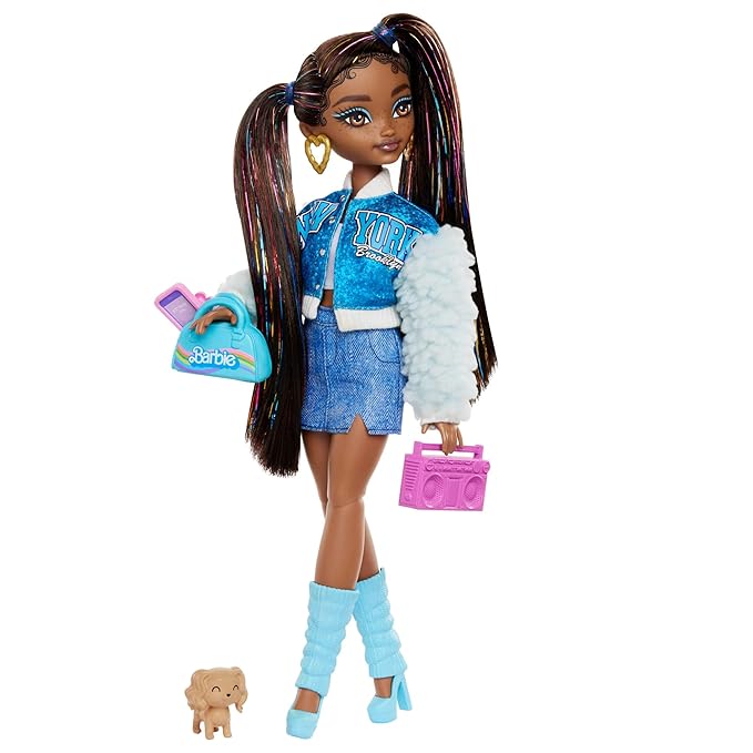 Barbie Dream Besties Playset, Brooklyn” Posable Fashion Doll with Long Black Hair, 9 Music-Themed Accessories