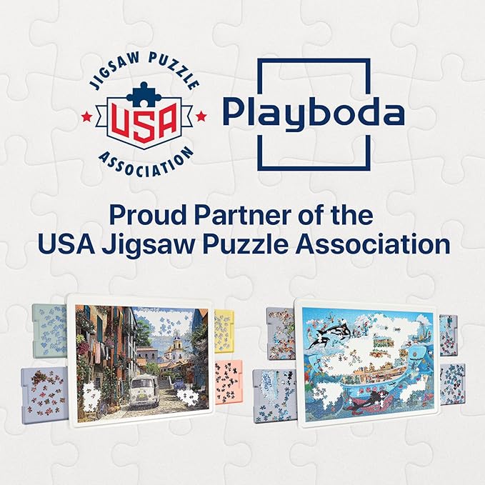 Playboda 1000 Pieces Rotating Plastic Puzzle Board with Drawers and Cover, 30"x22" Portable Spinning Jigsaw Puzzle Table for Adults, Upgraded Lazy Susan, Ideal Gift for Mum