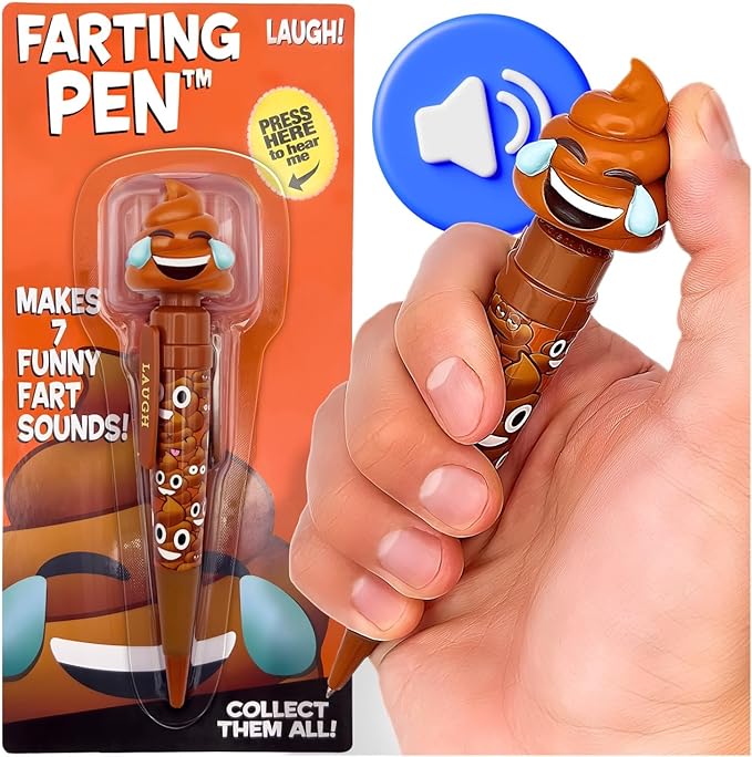 Farting Poop Pen with 7 Funny Fart Sounds - Easter Basket Stuffers for Teens & Kids, Silly Novelty Gag Gift for Boys & Girls, Easter Toys Essentials, Great for Birthdays, Funny Gift (Laughing)