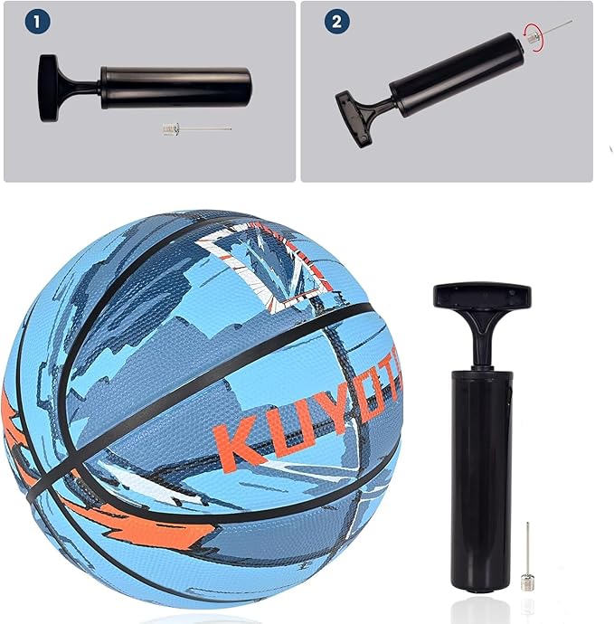 KUYOTQ Kids Youth Adult Size 3/4/5/6/7 (22/25.5/27.5/28.5/29.5") Basketball Premium Rubber or Faux Leather Basketball Indoor Outdoor Basketball for Boys Girls Womens Mens Basketball Gifts (Deflated)