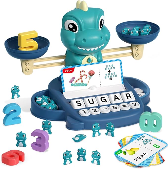 HOPEEYE Dinosaur Kindergarten Preschool Learning Activities Math Counting Matching Letter Toys - Toddler Educational Toys for 3 4 5 6 7 Year Olds Boys Birthday Gift Games for Kids Ages 5-7 3-5