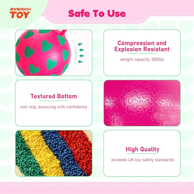 EVERICH TOY Hopper Ball,15In Sit On Bouncy Balls with Handle, Purple Heart Girls Toys for Indoor Outdoor Active Play Toys, Best Balance Hopping Toys for Girls Boys Gifts 3 4 5 6 Yr Old