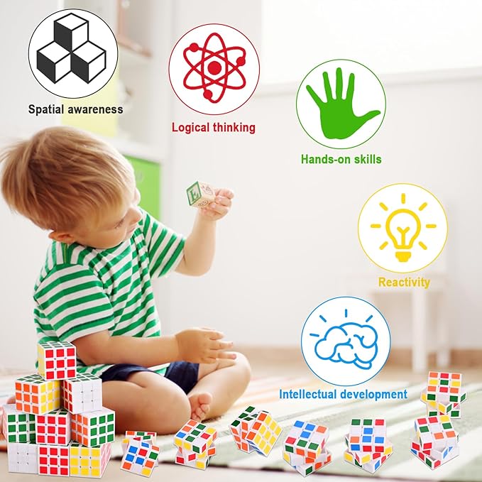 GOLDGE 24 Mini Cube Puzzles, 1.18in 3x3 Magic Cube Set, Bulk Party Favors for Kids, Students School Rewards, Classroom Prizes, Goody Bag Filler, Stocking Stuffers, Birthday, Easter