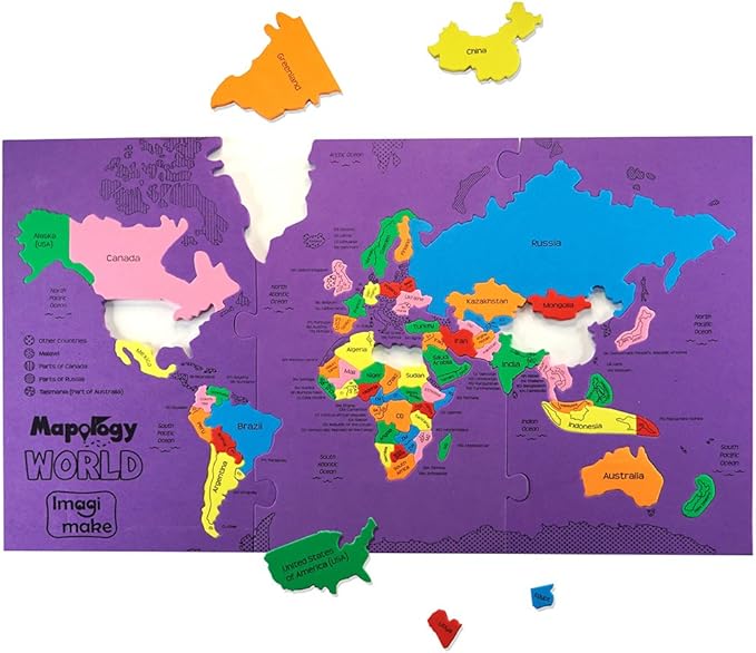 Imagimake Mapology World Map Puzzle | Educational Toys for Kids 5-7 | Puzzles for Kids Ages 4-8 | Map of The World | 6 Year Old Boy Gifts & Girl Gifts