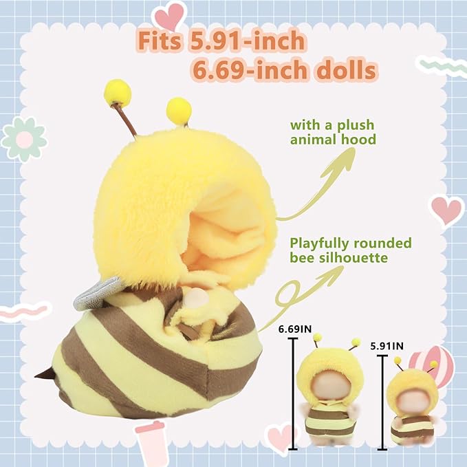 Clothes for labubu17cm Accessories Suit Cute Clothes for Doll Dress up Animal Style Outfits (NO Doll)(Bee)