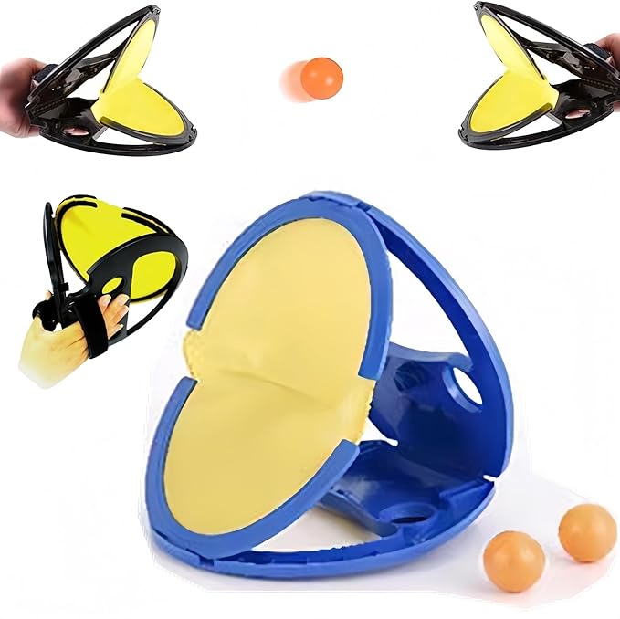 Toss and Catch Ball Game for Kids & Adults, 2Pcs Velcro Throw Catch Ball Set to Improve Hand Eye Coordination Ability, Portable Racket Pocket with Launcher, Ideal Outdoor Game Choice