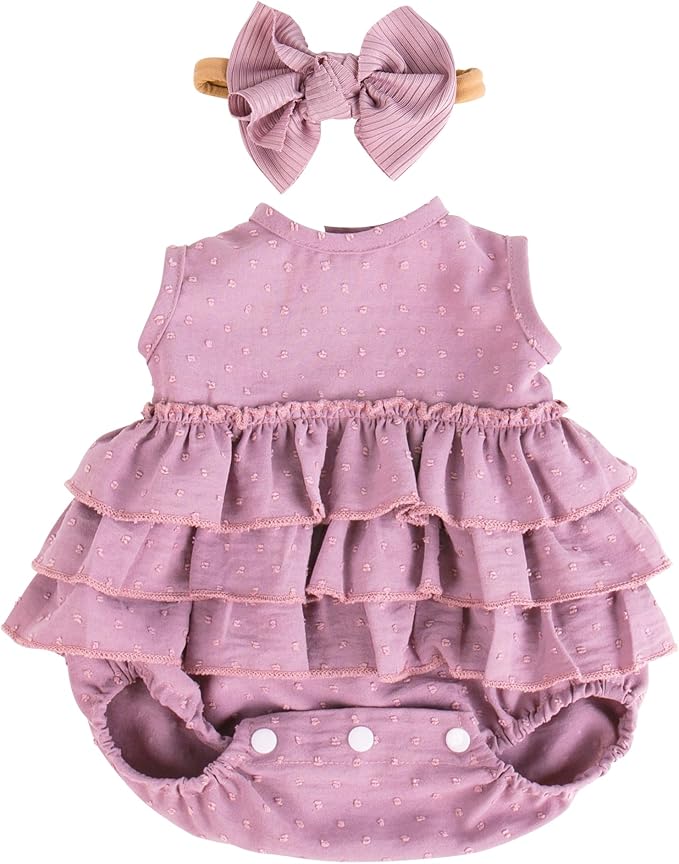 Aori Lifelike Baby Dolls Clothes 20 Inch Purple Dress Clothing Set for 17-20 in Realistic Newborn Doll Girls