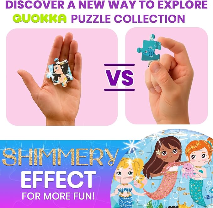 QUOKKA Puzzles for Toddlers 3-5 – Shimmer 4-Pack 30 Pieces Puzzles for Kids Ages 2-4 - Fairy Tale Jigsaw Set with Princess Unicorns for Kids 4-6 Years, Gift for 3 Year-Old Boy Girl, FSC Certified Toy
