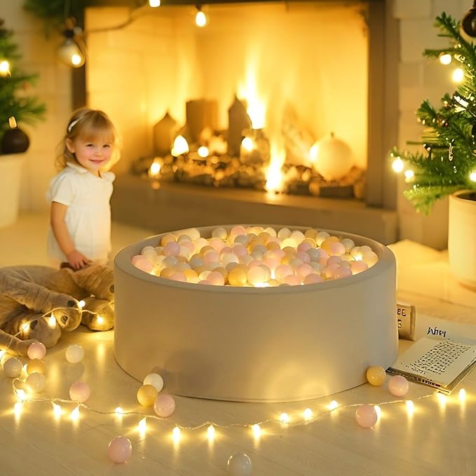 GOGOSO Ball Pit Balls for Toddler, Baby Plastic Playballs Kids Soft Pastel Pelotas Non-Toxic BPA-Free,Pink+Grey+Beige+White,100 Balls