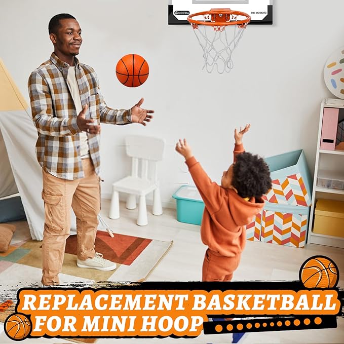 Mini Foam Basketball Replacement Ball for Indoor Hoop, Orange Silent Soft Squeeze Stress Ball Quiet Bouncy Toy for Kids Toddler, Beach Pool Indoor Outdoor