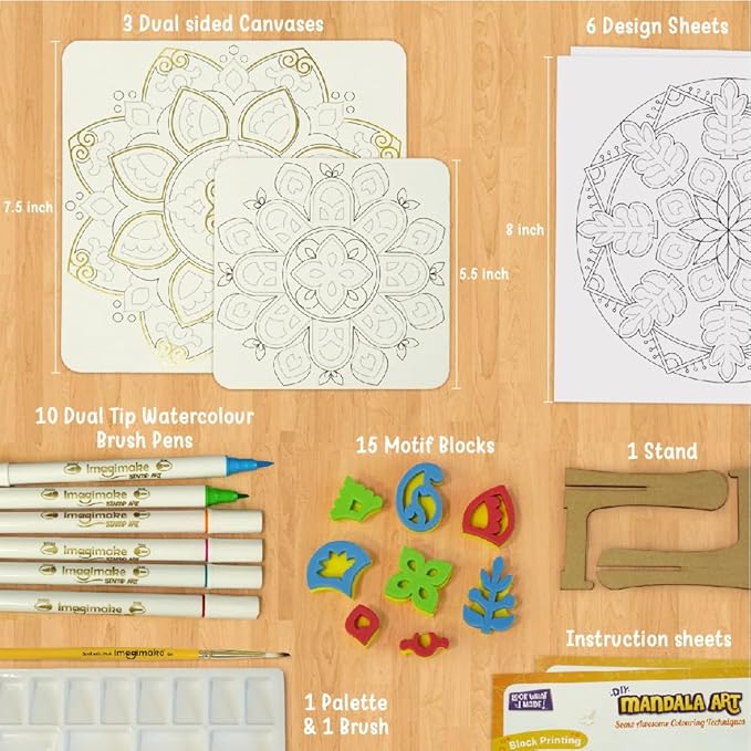 Imagimake Mandala Art Kit | 12 Exciting Kids Activities | Arts and Crafts for Kids Ages 8-12 | Painting Kit for Adults | Easter Crafts | Birthday Gifts for Girls 8,9,10,11,1 2,13,14,15,16 Years Old