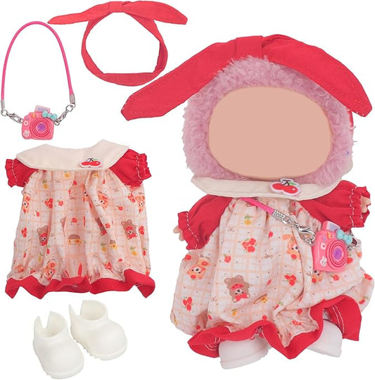 Used for Labubu Doll Outfit Clothes Designer Set,Compatible with Labubu Clothe Accessories for Doll (Red - Cherry Dress)