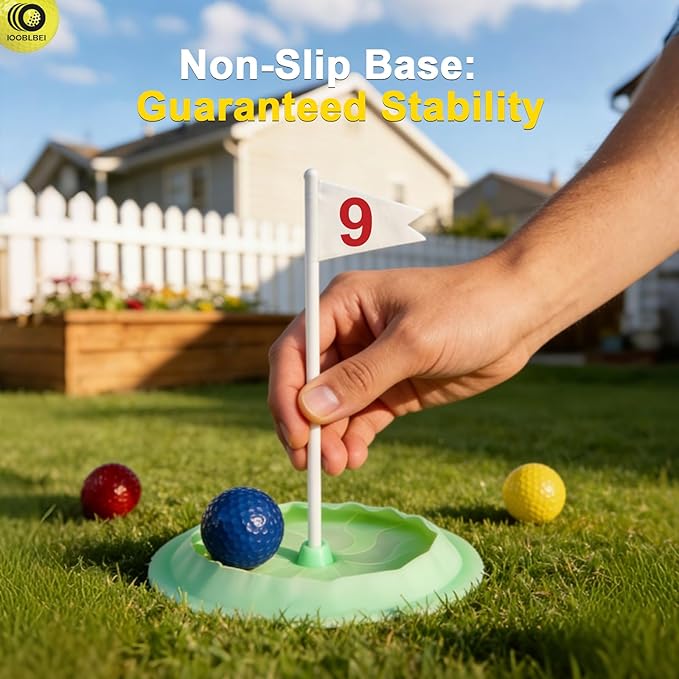 Mini Golf Game Putting Chipping Game Set - Build Your Own Course at Home Indoor Outdoor, Includes 9 Holes, 4 Balls, Dry-Erase Scoreboard with Pens, Family Party Golfs Gifts for Golfer