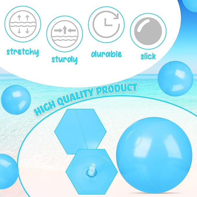 Raiten 12 Pcs Beach Ball Inflatable Beach Balls Large Inflatable Ball Floating Ball for Swimming Pool Party Favors Outdoor Activities Summer Birthday Party Supplies (Light Blue,12 Inch)