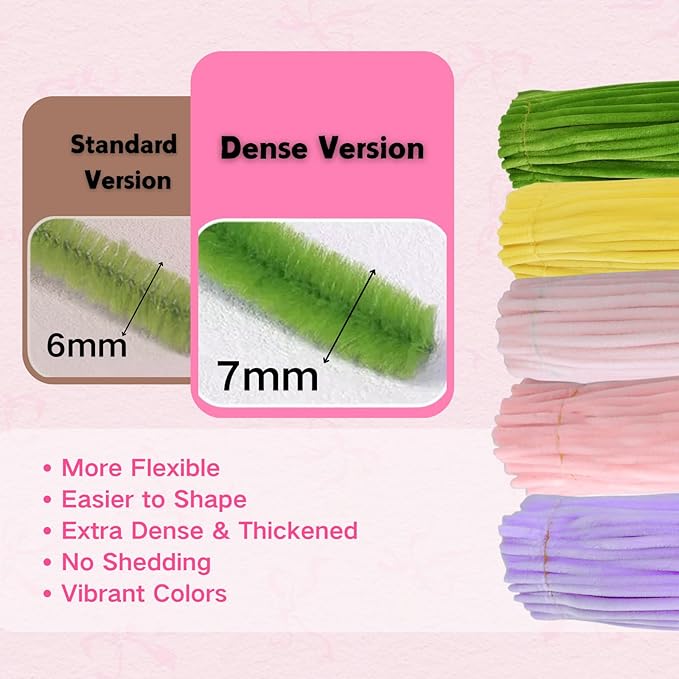 balinging 500pcs Pipe Cleaners Craft for Flowers,Chenille Stems for DIY Flower Making Kit,Pipe Cleaners Projects Creative for DIY Art and Craft,Ideal for Holiday Decoration(Bellflower)