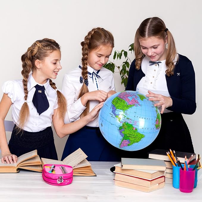 Coopay 3 Pack Inflatable Globe PVC World Globe Inflatable Earth Beach Ball Swimming Pool Ball Birthday Beach Party Decoration Summer Water Games Gifts for Beach Playing or Teaching