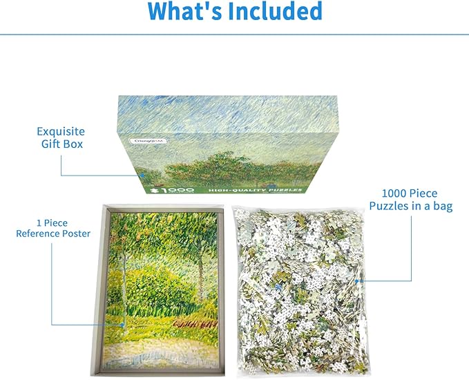 1000 Piece Puzzle for Adults - Garden With Courting Couples by Vincent Van Gogh - The Garden With Lovers Oil Painting Jigsaw Puzzle