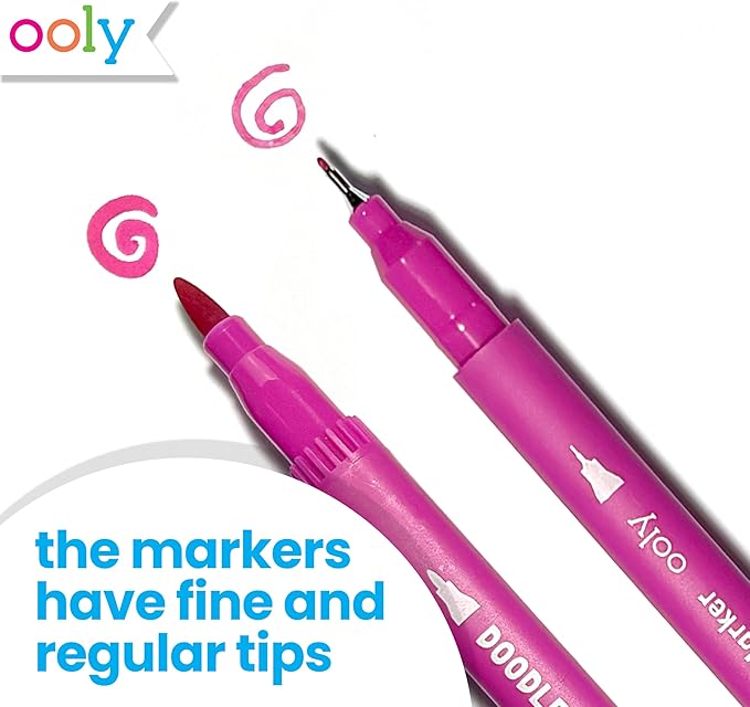 Ooly 17 PC Doodle Fun Draw & Color Activity Kit - Learn to Draw +260 Designs with 60 Page Instruction Book, Markers, Pencil & More- Great Screen-Free Entertainment