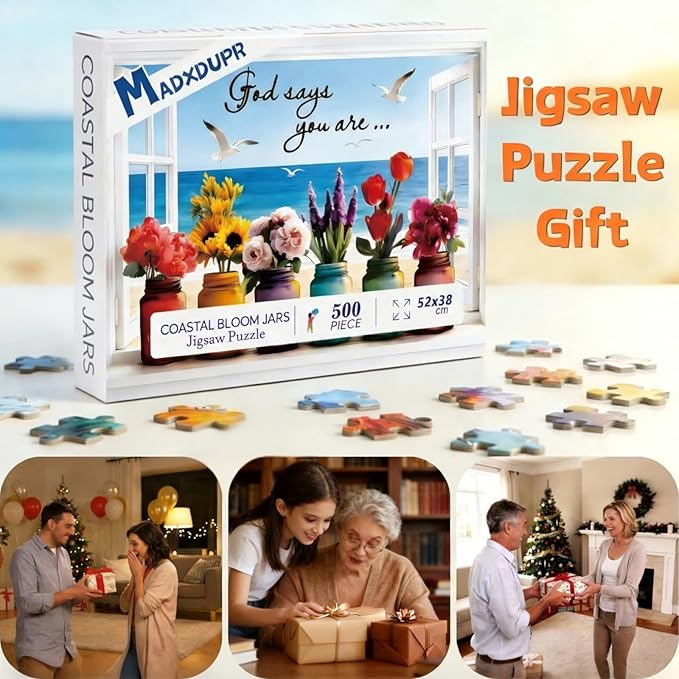 Christian Bible Puzzles for Adults 500 Pieces, Wishful Window Jigsaw Puzzles, Impossible Christian Bible Puzzle for Seniors Families, 1:1 Poster, Letter On The Back, 21x15 Inches