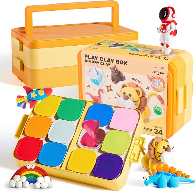 Air Dry Clay for Kids, Modeling Clay Kit with Storage Box & Sculpting Tools, Magic Molding Clay for Boys & Girls Crafts Gift, Age 6-12 Year Olds