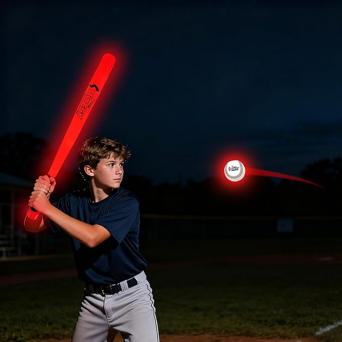 Glow in the Dark Baseball Set，Light Up Baseball USB Charging Led Tball Set Glow in the Dark Toys for Night Practice, Backyard Games Baseballs Gifts for Boys 8-12 Baseballs Accessories