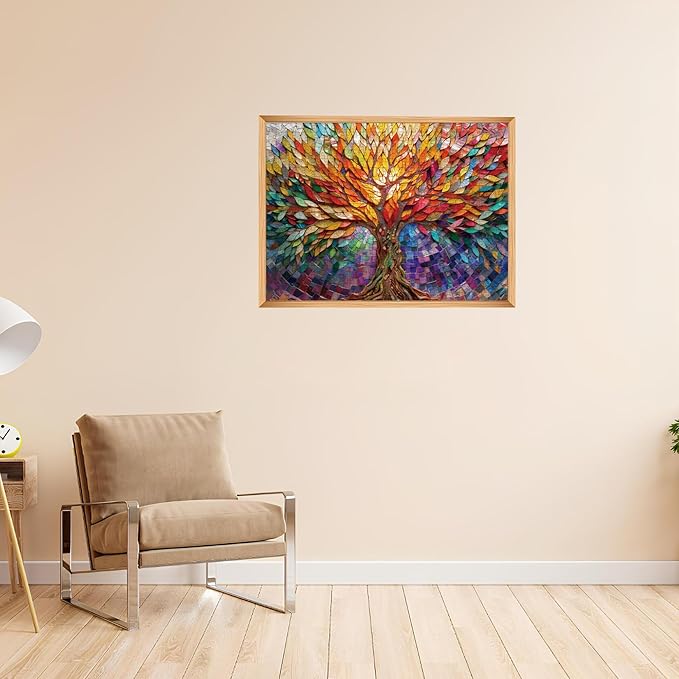 Tree of Life Puzzles for Adults 500 Pieces,Colorful Mosaic Jigsaw Puzzle,Family Puzzles Game, Fun Relaxing Challenging
