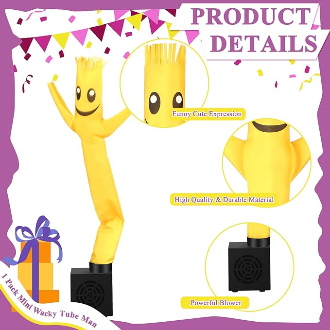 Poen Easter Gifts for Kids Mini Wacky Waving Inflatable Tube Guy with Blower Gag Toy Gift Inflatable Tube Man Birthday Desktop Decor Dancing Blow up Man for Office Party Decor(Lively)