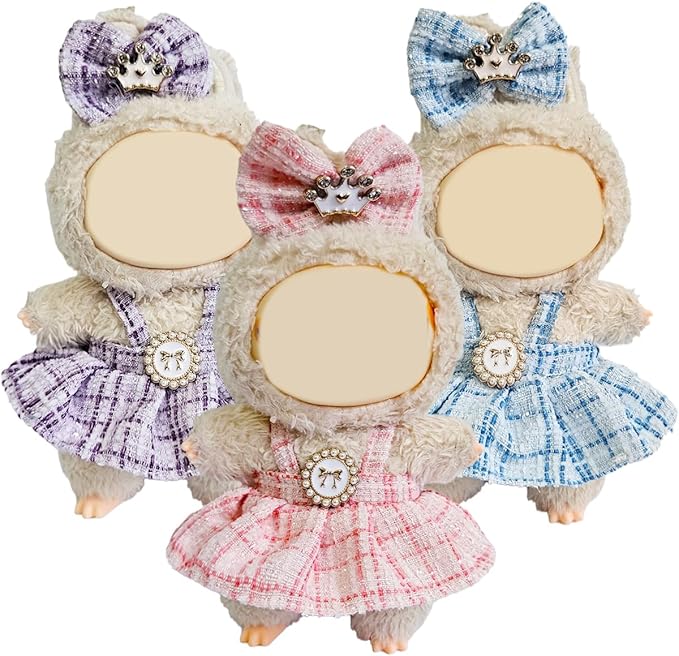 3 Pack Compatible for Labubu Clothes,17cm Doll Clothes Set,Luxury Designer Outfits,Cute Birthday Party Costumes,Valentines Day Gifts for Her Him,Stylish Fashion Wardrobe Accessories for 17cm Dolls