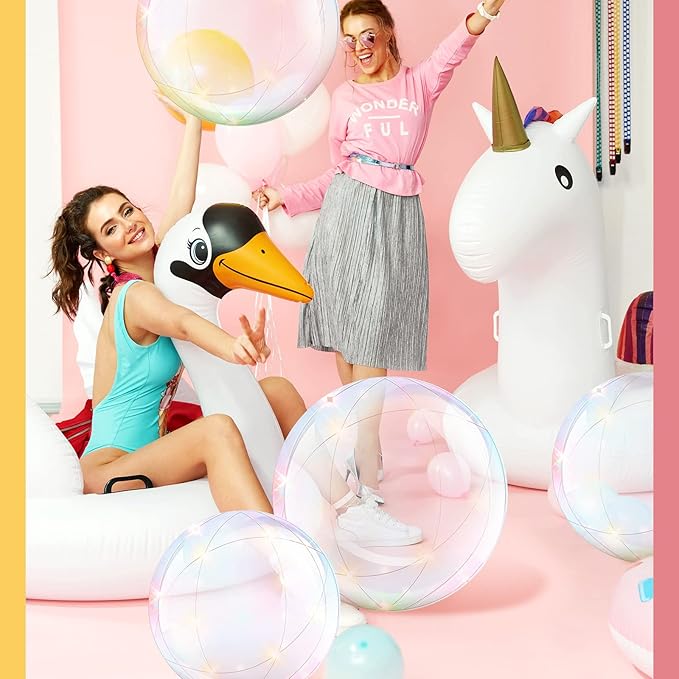 Hungdao12 Pieces Inflatable Clear Beach Ball Bulk 16 Inch 24 Inch Transparent Swimming Pool Bubble Ball for Ocean Under The Sea Hawaii Summer Luau Party DIY Favors
