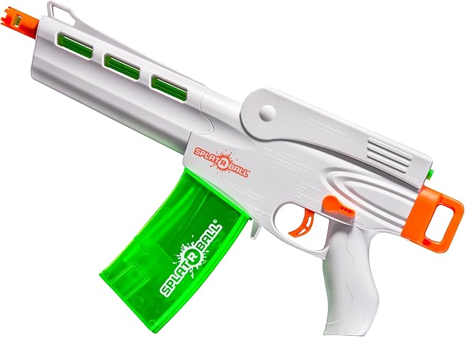 SplatRBall SRB800 Pyro Glow-in-The-Dark Water Gel Ball Blaster Kit - Full Auto, 210 FPS, 800-Round Magazine, 20,500 Total Rounds - Orange/White