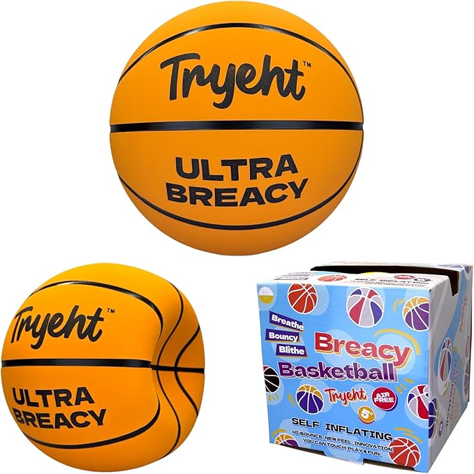 Mini Basketball, 5-Inch Self-Inflating Rubber Ball – No Pump Needed, High-Bounce Breacy Ball for Indoor Mini Hoop & Outdoor Play